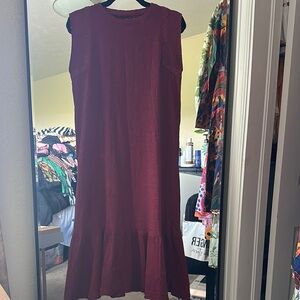 Westbound Sleeveless Midi Dress in Deep Red